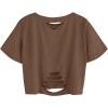 image:imageAvanova Tie Dye Shirt Women Ripped Short Sleeve Crop Tops Distressed Cropped T Shirts for Concert Halloween Goth RockChocolate Brown