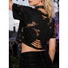 image:imageAvanova Tie Dye Shirt Women Ripped Short Sleeve Crop Tops Distressed Cropped T Shirts for Concert Halloween Goth RockCoffee Brown