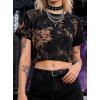 image:imageAvanova Tie Dye Shirt Women Ripped Short Sleeve Crop Tops Distressed Cropped T Shirts for Concert Halloween Goth RockCoffee Brown