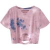 image:imageAvanova Tie Dye Shirt Women Ripped Short Sleeve Crop Tops Distressed Cropped T Shirts for Concert Halloween Goth RockDusty Pink Blue