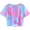 image:imageAvanova Tie Dye Shirt Women Ripped Short Sleeve Crop Tops Distressed Cropped T Shirts for Concert Halloween Goth RockLight Pink Blue