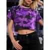 image:imageAvanova Tie Dye Shirt Women Ripped Short Sleeve Crop Tops Distressed Cropped T Shirts for Concert Halloween Goth RockPurple Black
