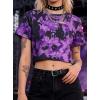 image:imageAvanova Tie Dye Shirt Women Ripped Short Sleeve Crop Tops Distressed Cropped T Shirts for Concert Halloween Goth RockPurple Black