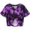 image:imageAvanova Tie Dye Shirt Women Ripped Short Sleeve Crop Tops Distressed Cropped T Shirts for Concert Halloween Goth RockPurple Black