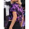 image:imageAvanova Tie Dye Shirt Women Ripped Short Sleeve Crop Tops Distressed Cropped T Shirts for Concert Halloween Goth RockPurple Black