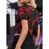 image:imageAvanova Tie Dye Shirt Women Ripped Short Sleeve Crop Tops Distressed Cropped T Shirts for Concert Halloween Goth RockRed Black