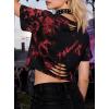 image:imageAvanova Tie Dye Shirt Women Ripped Short Sleeve Crop Tops Distressed Cropped T Shirts for Concert Halloween Goth RockRed Black