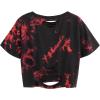 image:imageAvanova Tie Dye Shirt Women Ripped Short Sleeve Crop Tops Distressed Cropped T Shirts for Concert Halloween Goth RockRed Black