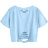 image:imageAvanova Tie Dye Shirt Women Ripped Short Sleeve Crop Tops Distressed Cropped T Shirts for Concert Halloween Goth RockSky Blue