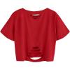 image:imageAvanova Tie Dye Shirt Women Ripped Short Sleeve Crop Tops Distressed Cropped T Shirts for Concert Halloween Goth RockVibrant Red