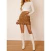 image:imageAvanova Women Faux Suede Ruffle Mini Skirt High Waisted Bodycon Short Skirts with PocketsBrown