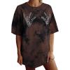 image:imageAvanova Women Graphic Letter Print Oversized T Shirt Short Sleeve Casual Summer Loose Fit Tee TopBlack Brown