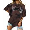image:imageAvanova Women Graphic Letter Print Oversized T Shirt Short Sleeve Casual Summer Loose Fit Tee TopBlack Brown
