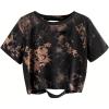 image:imageAvanova Tie Dye Shirt Women Ripped Short Sleeve Crop Tops Distressed Cropped T Shirts for Concert Halloween Goth RockCoffee Brown