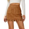 image:imageAvanova Women Faux Suede Ruffle Mini Skirt High Waisted Bodycon Short Skirts with PocketsBrown