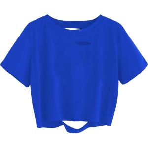 image:imageAvanova Tie Dye Shirt Women Ripped Short Sleeve Crop Tops Distressed Cropped T Shirts for Concert Halloween Goth RockRoyal Blue