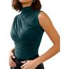 image:imageAvanova Women Fitted Sleeveless Ruched Tank Top Shirt Mock Turtleneck BlousesTeal