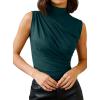 image:imageAvanova Women Fitted Sleeveless Ruched Tank Top Shirt Mock Turtleneck BlousesTeal
