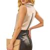 image:imageAvanova Women Satin Sleeveless Work Blouses for Women Contrast Stripe V Neck Button Down ShirtsAprico