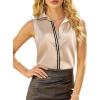 image:imageAvanova Women Satin Sleeveless Work Blouses for Women Contrast Stripe V Neck Button Down ShirtsAprico
