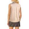 image:imageAvanova Women Satin Sleeveless Work Blouses for Women Contrast Stripe V Neck Button Down ShirtsAprico