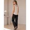 image:imageAvanova Women Contrast Trim Satin Silky Sleeveless Blouse Button Down Collar Shirt Business Casual Tank TopsAprico