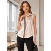 image:imageAvanova Women Contrast Trim Satin Silky Sleeveless Blouse Button Down Collar Shirt Business Casual Tank TopsAprico