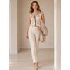 image:imageAvanova Women Contrast Trim Satin Silky Sleeveless Blouse Button Down Collar Shirt Business Casual Tank TopsAprico