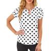 image:imageAvanova Women Color Block Keyhole V Neck Blouses Tops Petal Tulip Short Sleeve Contrast Trim Shirts Casual WorkWhite Black