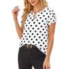 image:imageAvanova Women Color Block Keyhole V Neck Blouses Tops Petal Tulip Short Sleeve Contrast Trim Shirts Casual WorkWhite Black