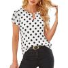 image:imageAvanova Women Color Block Keyhole V Neck Blouses Tops Petal Tulip Short Sleeve Contrast Trim Shirts Casual WorkWhite Black