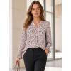 image:imageAvanova Women Leopard Print Ruffle Long Sleeve Blouse V Neck Shirts Business Casual Work Office TopBeige