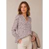 image:imageAvanova Women Leopard Print Ruffle Long Sleeve Blouse V Neck Shirts Business Casual Work Office TopBeige