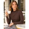 image:imageAvanova Women Lettuce Trim Mock Neck Long Sleeve Tops Slim Fitted Layering T ShirtsBrown
