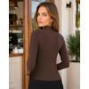 image:imageAvanova Women Lettuce Trim Mock Neck Long Sleeve Tops Slim Fitted Layering T ShirtsBrown