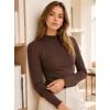 image:imageAvanova Women Lettuce Trim Mock Neck Long Sleeve Tops Slim Fitted Layering T ShirtsBrown