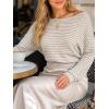 image:imageAvanova Women Off the Shoulder Sweater Striped Knit Shirt Long Sleeve Crop TopsBeige