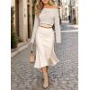 image:imageAvanova Women Off the Shoulder Sweater Striped Knit Shirt Long Sleeve Crop TopsBeige