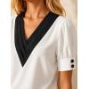 image:imageAvanova Women Puff Short Sleeve Blouses Contrast V Neck Tops Business Casual Office Work ShirtsWhite