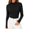 image:imageAvanova Women Lettuce Trim Mock Neck Long Sleeve Tops Slim Fitted Layering T ShirtsBlack