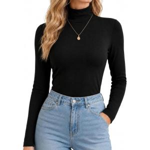 image:imageAvanova Women Mock Neck Long Sleeve Top Slim Fitted Basic Layer Turtleneck ShirtsBlack