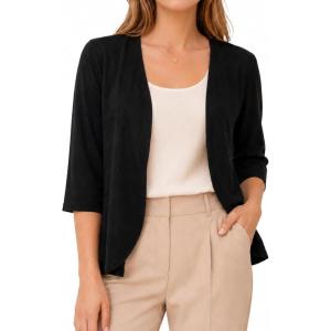 image:imageAvanova Women Open Front Cardigan 34 Sleeve Blouse Business Casual Work Office Shirt LayeringBlack