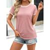 image:imageAvanova Ringer Tee Women Contrast Trim Short Sleeve Shirts Casual Summer Cotton T ShirtLight Pink