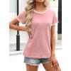 image:imageAvanova Ringer Tee Women Contrast Trim Short Sleeve Shirts Casual Summer Cotton T ShirtLight Pink