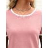 image:imageAvanova Ringer Tee Women Contrast Trim Short Sleeve Shirts Casual Summer Cotton T ShirtLight Pink