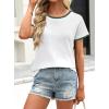 image:imageAvanova Ringer Tee Women Contrast Trim Short Sleeve Shirts Casual Summer Cotton T ShirtWhite Green