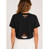 image:imageAvanova Tie Dye Shirt Women Criss Cross V Neck Crop Top Distressed Ripped Short Sleeve Cropped T Shirts Punk Rave RockBlack