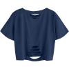 image:imageAvanova Vintage Mushroom Graphic Cropped Tee Shirts Short Sleeve Crop Tops Distressed Ripped TShirtNavy