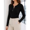 image:imageAvanova Women Button Up Henley Tops Long Sleeve V Neck Ribbed Knit T Shirt Base Layer TopBlack