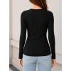 image:imageAvanova Women Button Up Henley Tops Long Sleeve V Neck Ribbed Knit T Shirt Base Layer TopBlack